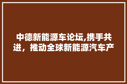 中德新能源车论坛,携手共进，推动全球新能源汽车产业迈向新高峰