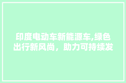 印度电动车新能源车,绿色出行新风尚,助力可持续发展