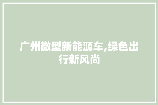 广州微型新能源车,绿色出行新风尚