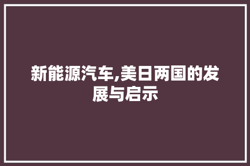 新能源汽车,美日两国的发展与启示