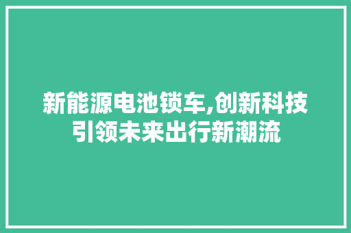 新能源电池锁车,创新科技引领未来出行新潮流