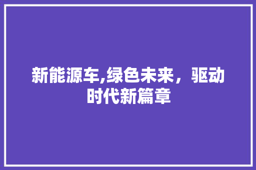 新能源车,绿色未来，驱动时代新篇章