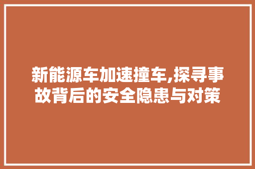 新能源车加速撞车,探寻事故背后的安全隐患与对策